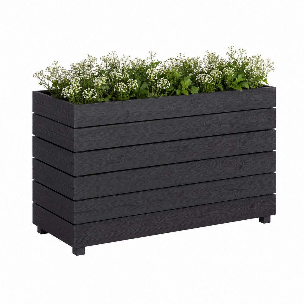 Jardinière surélevée rectangulaire anthracite en pin massif 100 x 50 x 91 cm