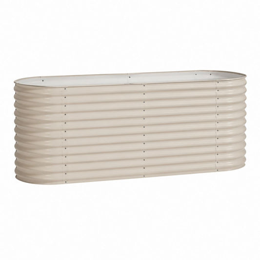 Jardinière surélevée ovale beige en acier galvanisé 240 x 90 x 60 cm