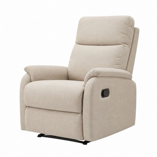 Fauteuil relax inclinable manuel beige en polyester 90 x 95 x 105 cm