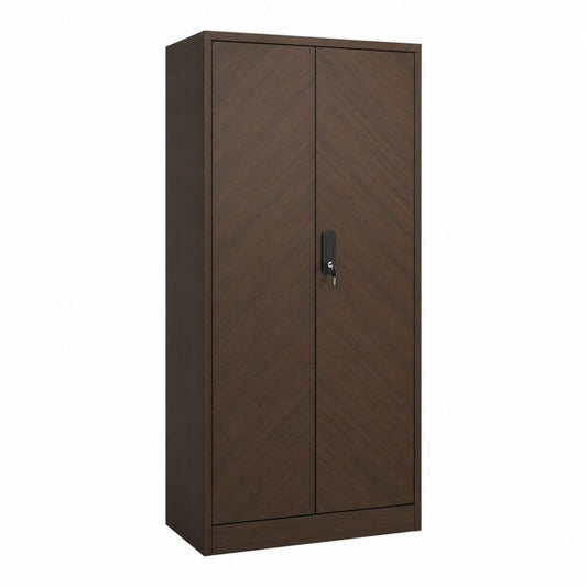 Armoire de chambre 2 portes verrouillables marron foncé en panneaux de particules 80 x 40 x 180 cm