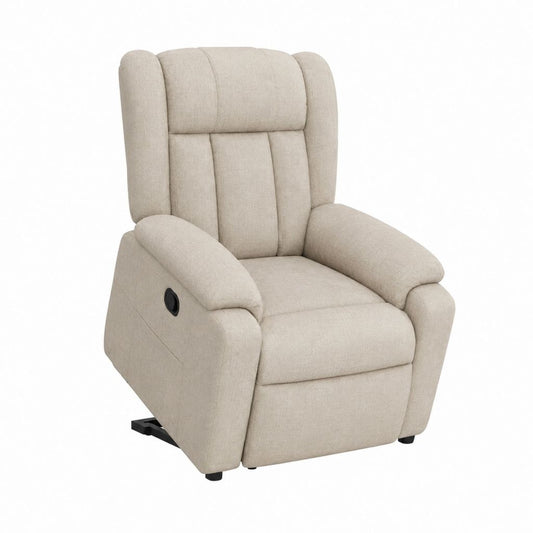 Fauteuil relax inclinable manuel beige en polyester forme droite 89 x 94 x 104 cm