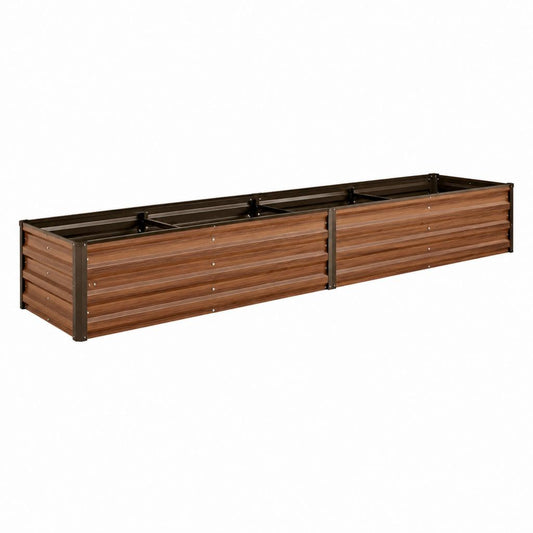 Jardinière surélevée rectangulaire marron en acier galvanisé 240 x 60 x 30 cm