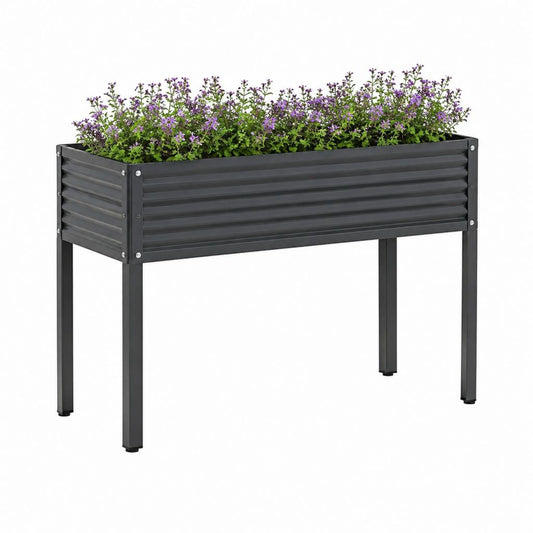 Jardinière surélevée rectangulaire noire en acier galvanisé 120 x 40 x 80 cm
