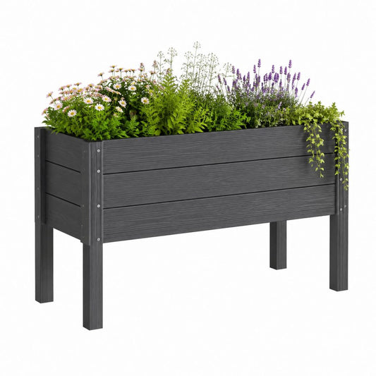 Jardinière surélevée rectangulaire noire en composite WPC 100 x 43 x 71 cm